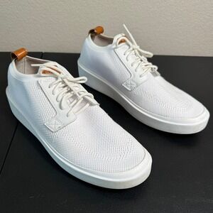 BYLT Basics White Knit Sneakers with Tan Pull Tabs
